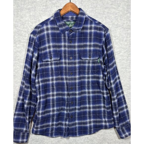 Woolrich Men's Plaid Shirt Blue‎ Size L Jacket Shacket Cotton Cozy Lumberjack - Picture 1 of 4